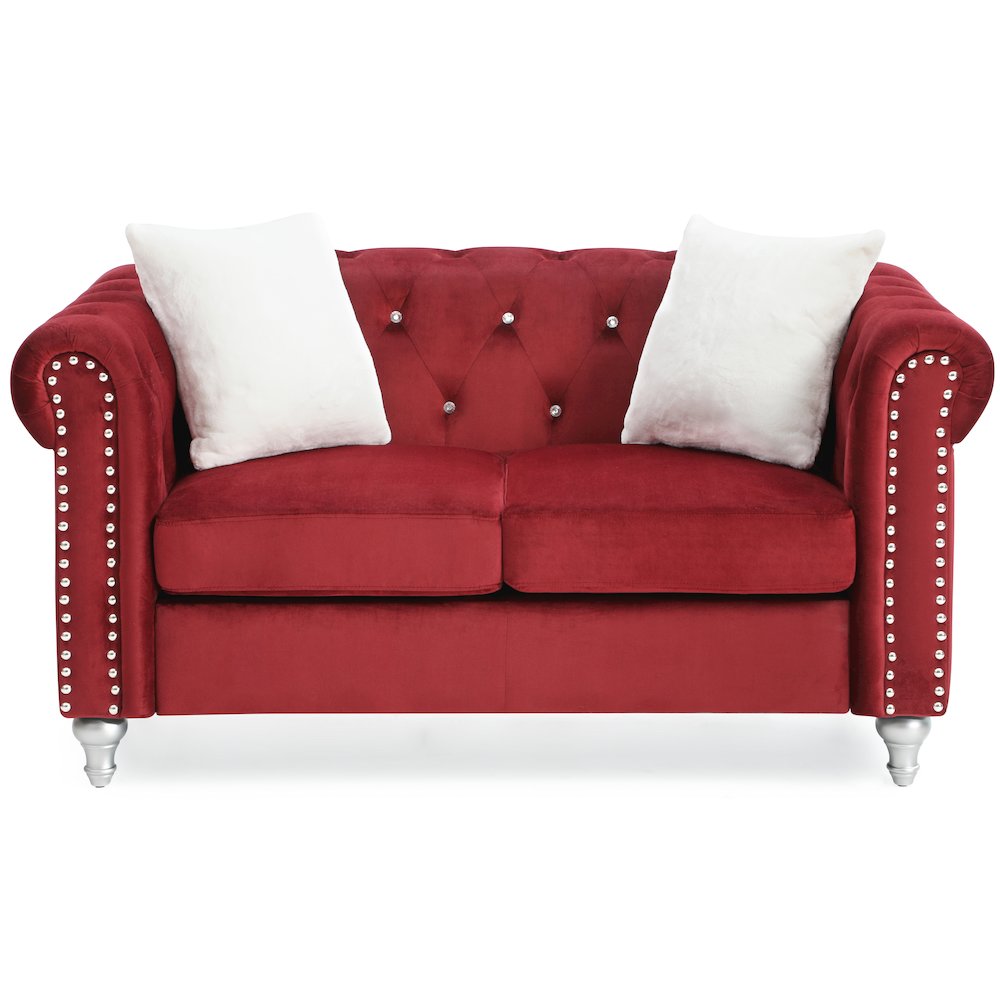 Glory Furniture Raisa Loveseat in Burgundy Color. Picture 2