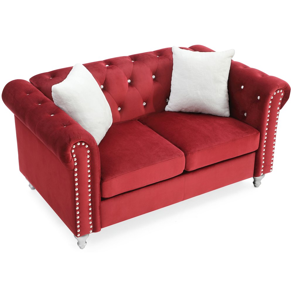 Glory Furniture Raisa Loveseat in Burgundy Color. Picture 3