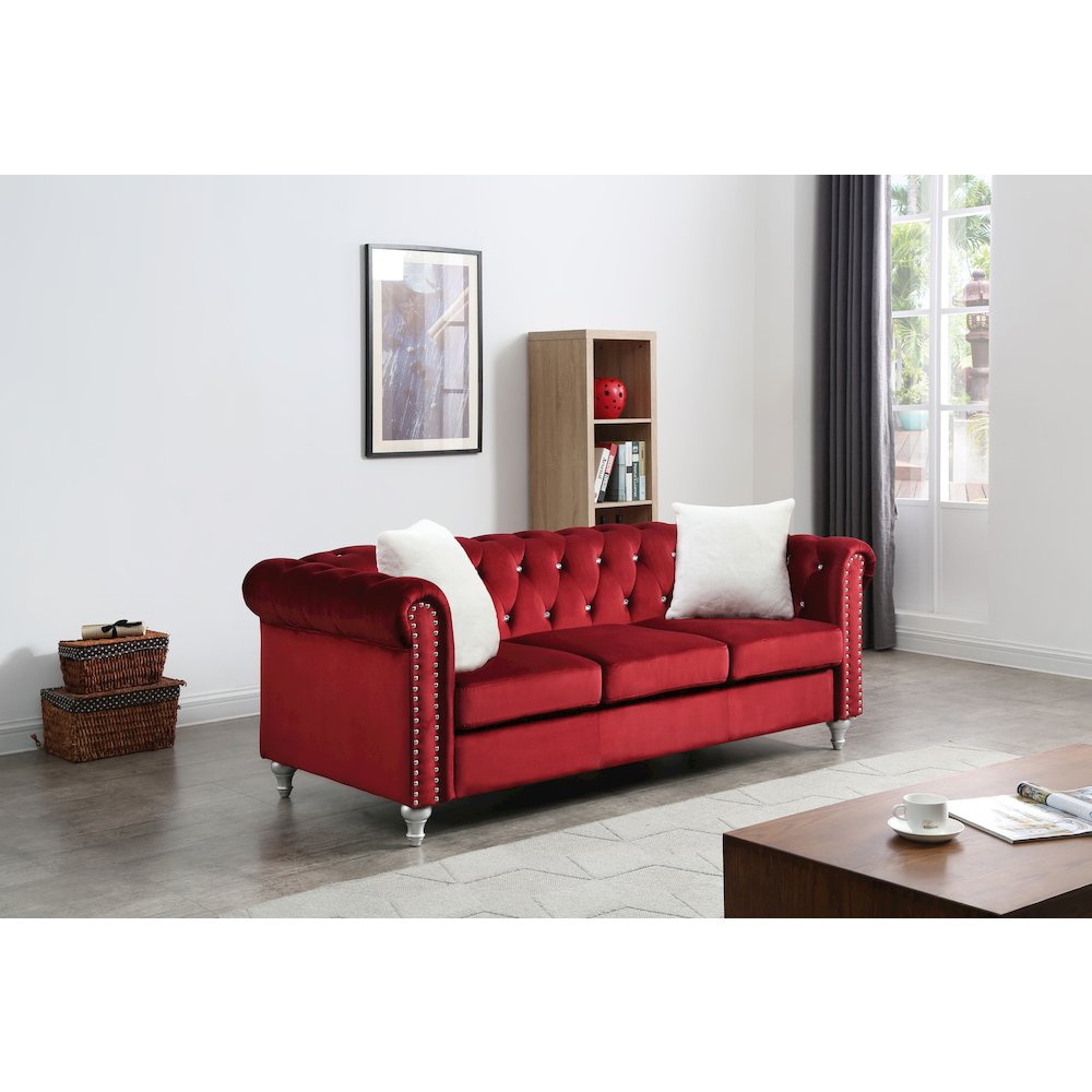 Glory Furniture Raisa Sofa in Burgundy Color. Picture 5