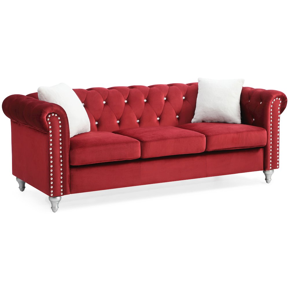 Glory Furniture Raisa Sofa in Burgundy Color. Picture 1