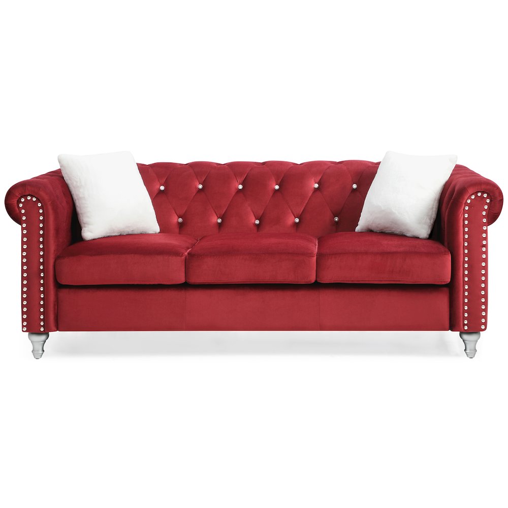 Glory Furniture Raisa Sofa in Burgundy Color. Picture 2