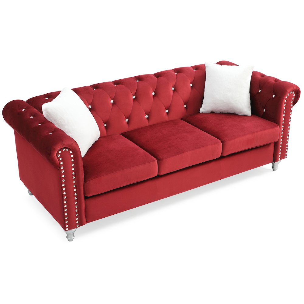 Glory Furniture Raisa Sofa in Burgundy Color. Picture 3
