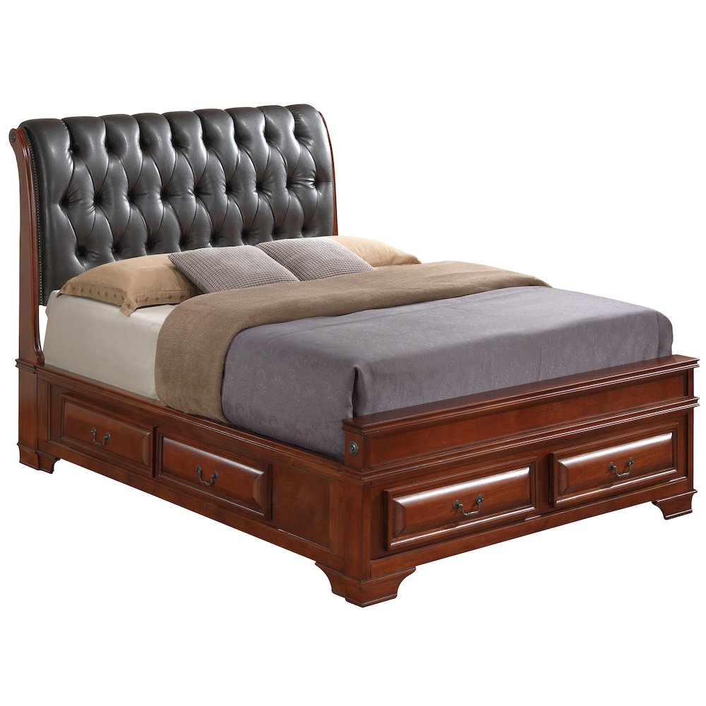 Glory Furniture LaVita Queen Storage Bed in Oak Color. Picture 1