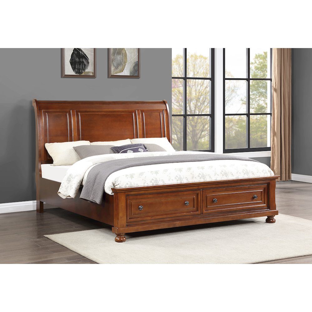 Glory Furniture Meade King Bed in Cherry Color. Picture 7