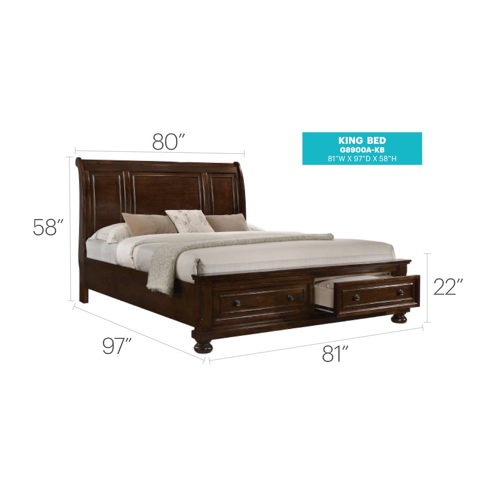 Glory Furniture Meade King Bed in Cherry Color. Picture 8