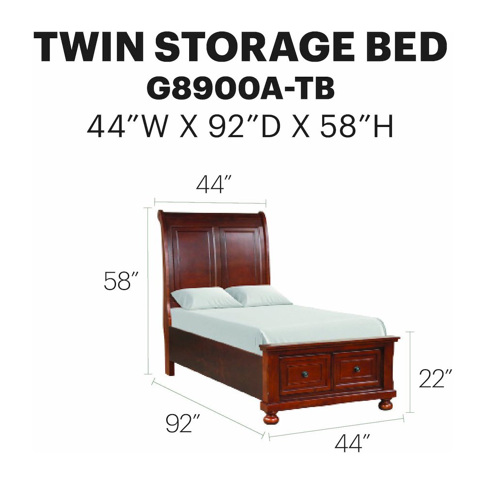 Glory Furniture Meade Twin Bed in Classic Cherry Color. Picture 8