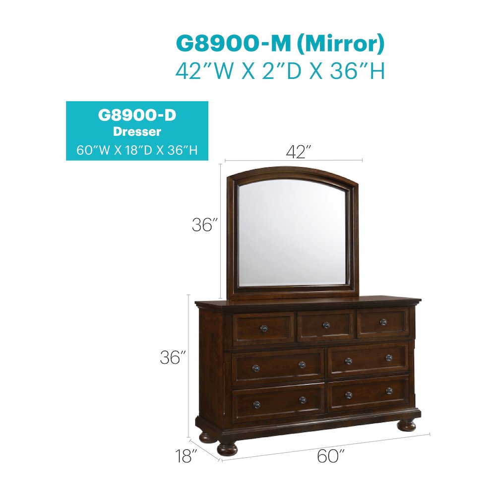 Glory Furniture Meade Dresser in Cherry Color. Picture 11