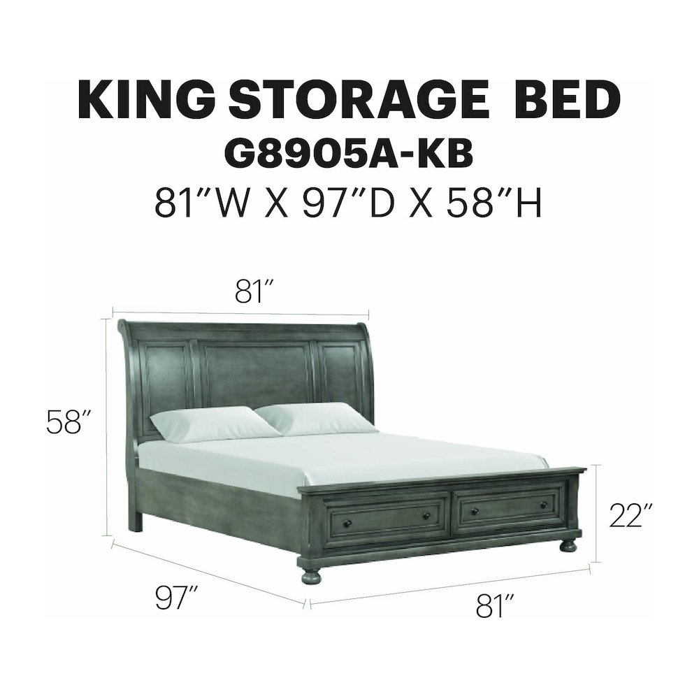 Glory Furniture Meade King Bed in Gray Color. Picture 8