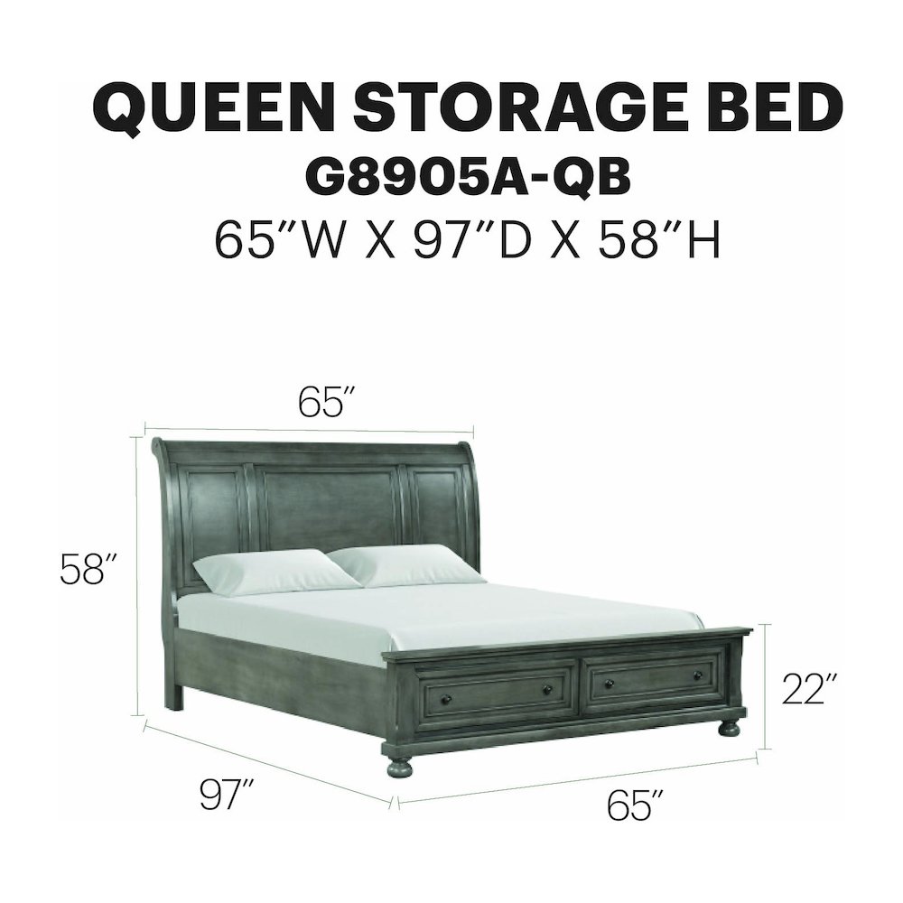 Glory Furniture Meade Queen Bed in Gray Color. Picture 15