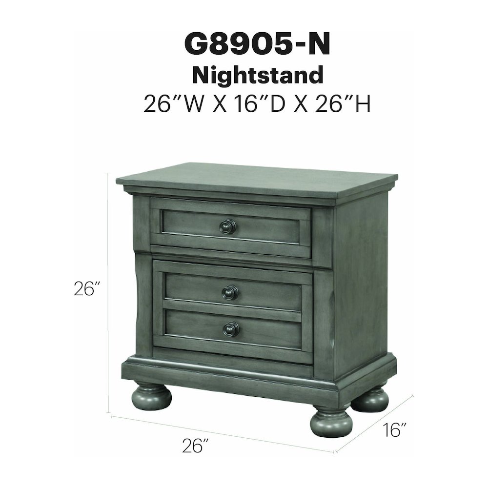 Glory Furniture Meade Nightstand in Gray Color. Picture 11
