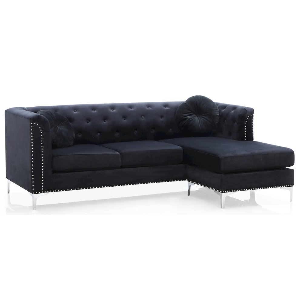 Glory Furniture Pompano Sofa Chaise in Black Color. Picture 1
