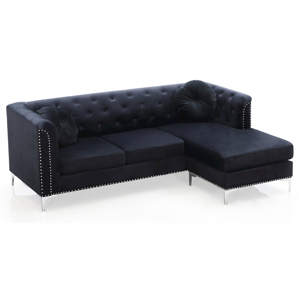 Glory Furniture Pompano Sofa Chaise in Black Color. Picture 3
