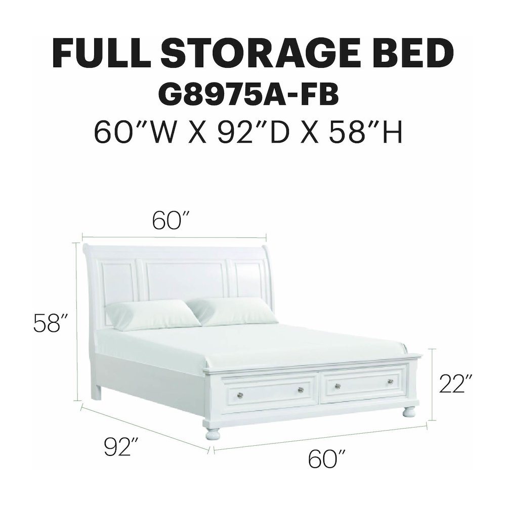 Glory Furniture Meade Full Bed in White Color. Picture 15
