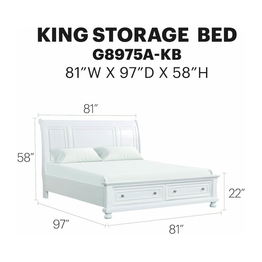Glory Furniture Meade King Bed in White Color. Picture 8