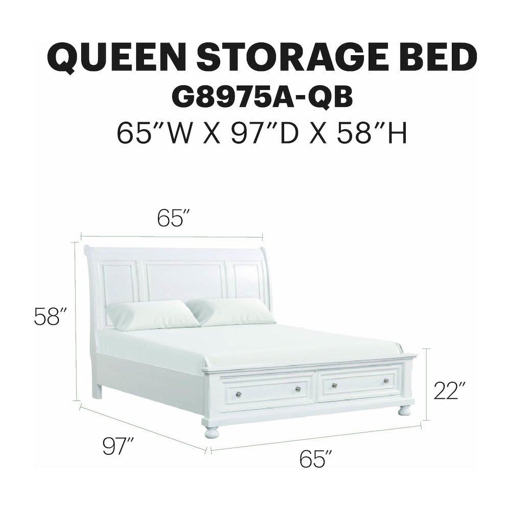 Glory Furniture Meade Queen Bed in White Color. Picture 15