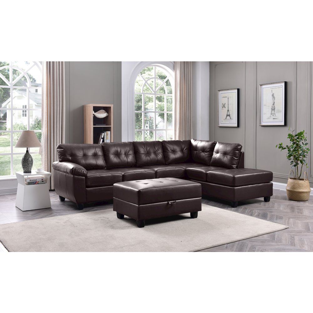 Glory Furniture Gallant Sectional in Cappuccino Color. Picture 5