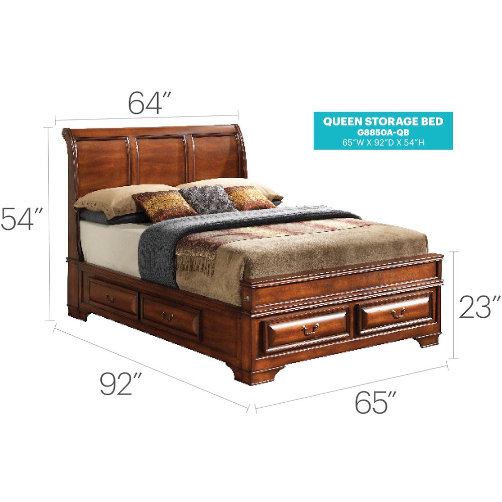 Glory Furniture LaVita Queen Storage Bed in Oak Color. Picture 6