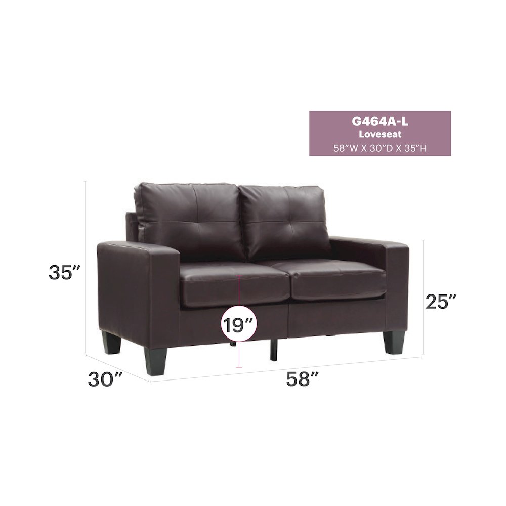 Glory Furniture Newbury Loveseat in Dark Brown Color. Picture 7