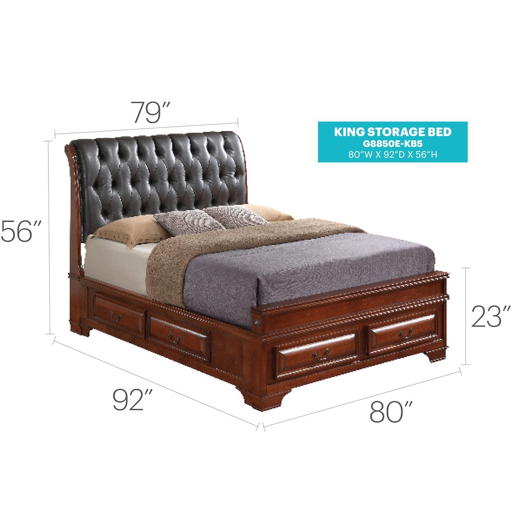 Glory Furniture LaVita King Storage Bed in Oak Color. Picture 4