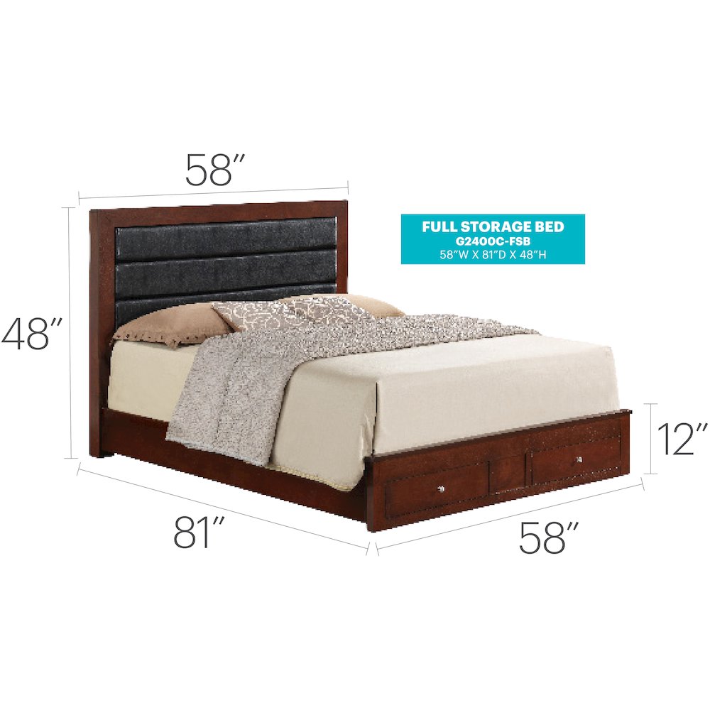 Glory Furniture Burlington Full Storage Bed in Cherry Color. Picture 4