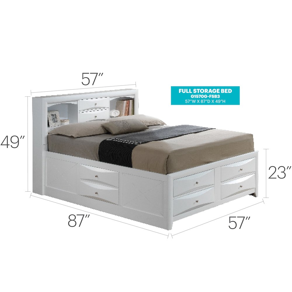 Glory Furniture Marilla Full Storage Bed in White Color. Picture 15