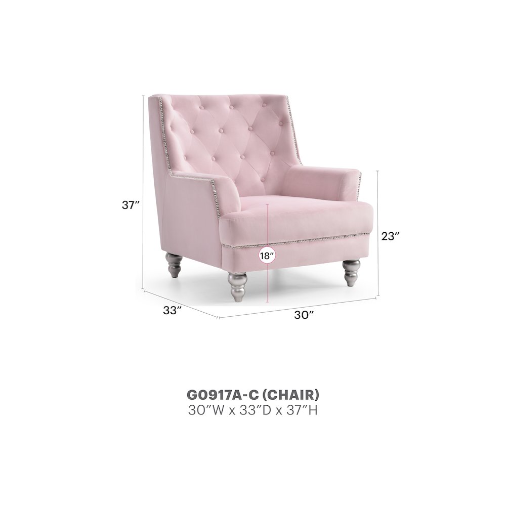 Glory Furniture Pamona Accent Chair in Pink Color. Picture 7