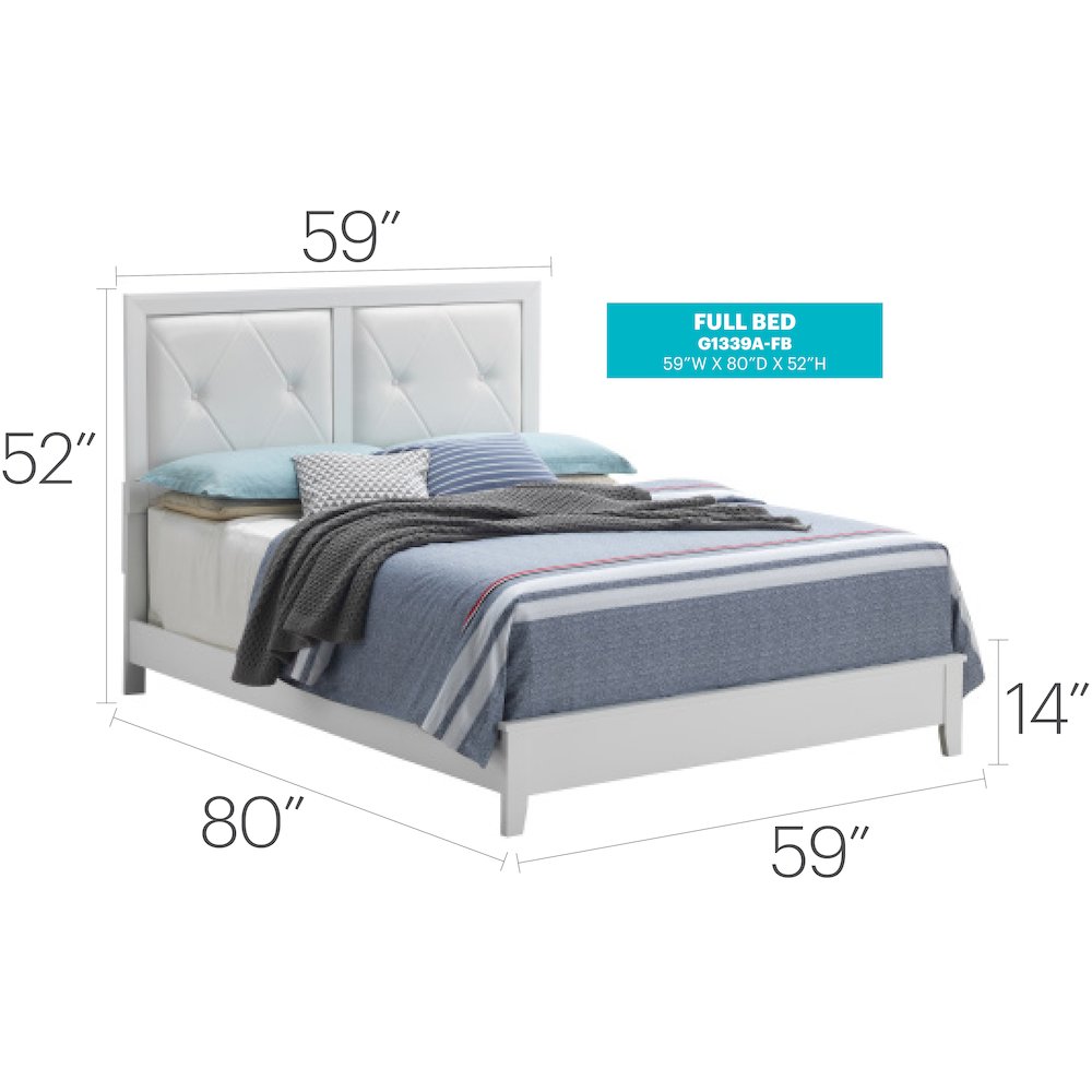 Glory Furniture Primo Full Bed in White Color. Picture 15