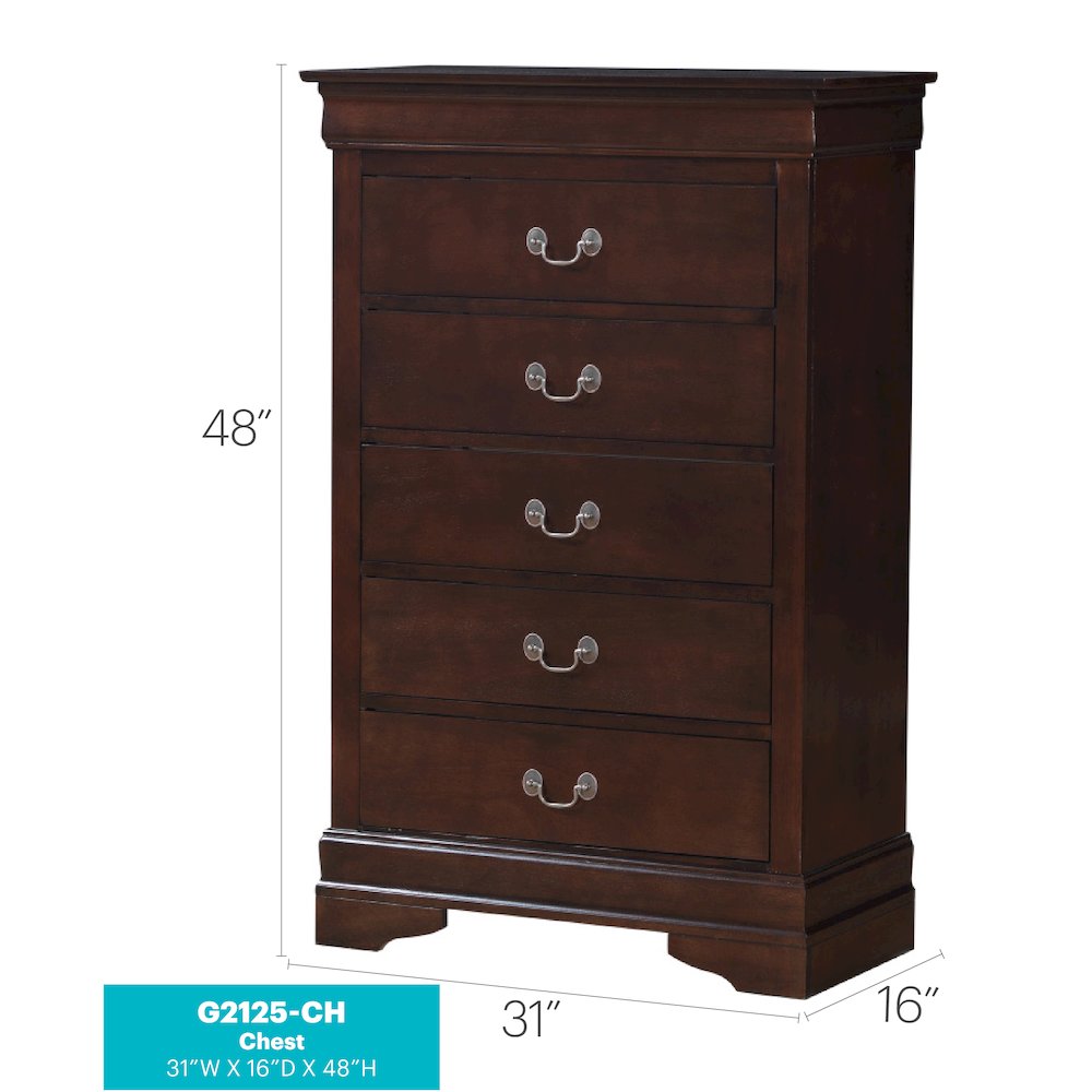 Glory Furniture LouisPhillipe Chest in Cappuccino Color. Picture 8