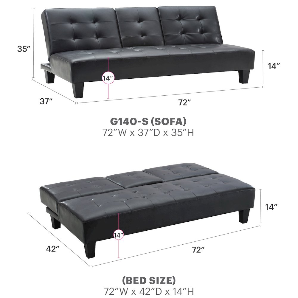 Glory Furniture Richie Sofa Bed in Black Color. Picture 7