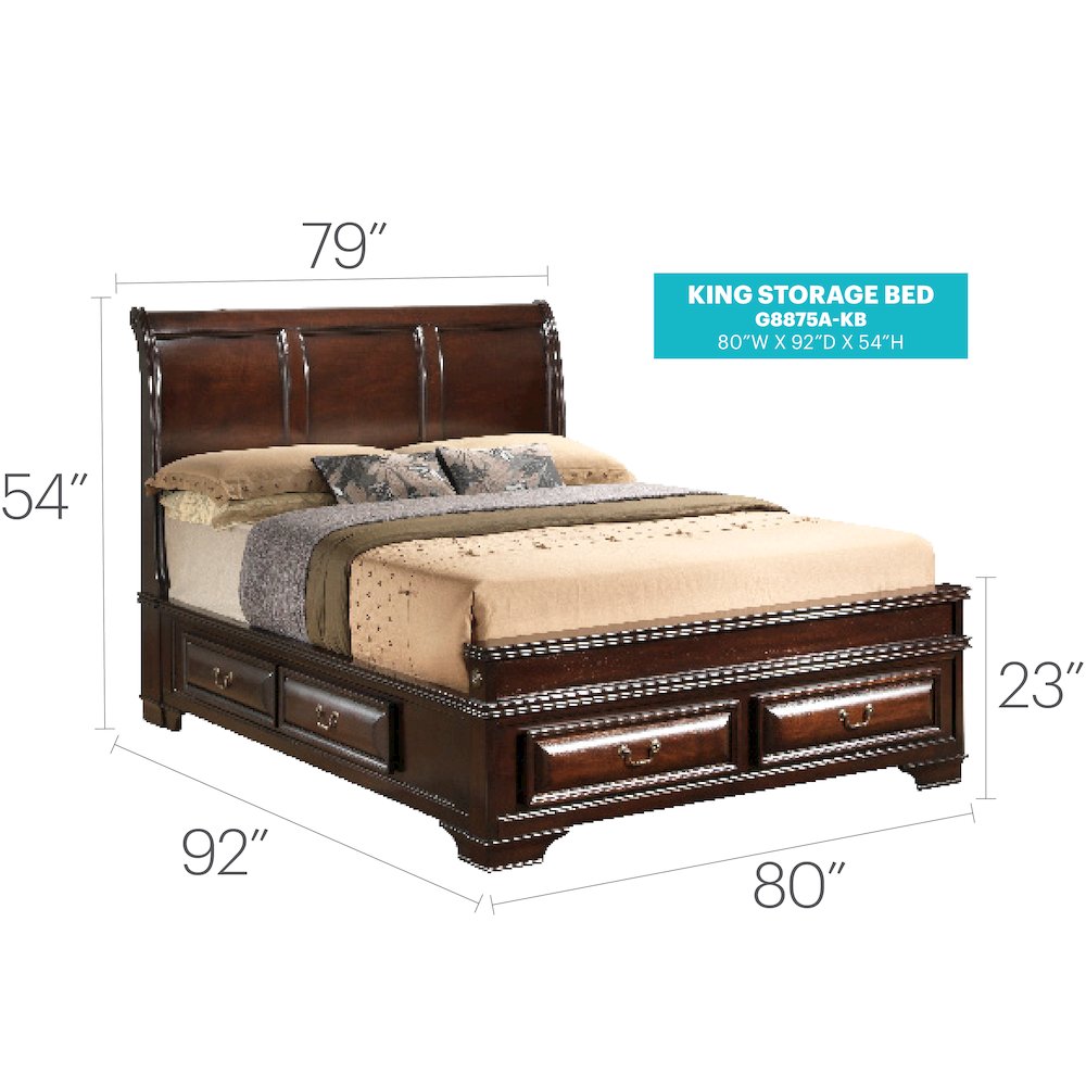 Glory Furniture LaVita King Storage Bed in Cappuccino Color. Picture 13