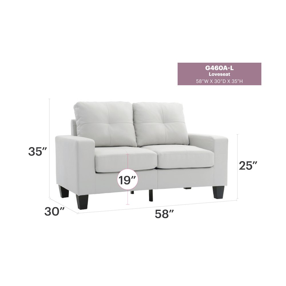 Glory Furniture Newbury Loveseat in White Color. Picture 7