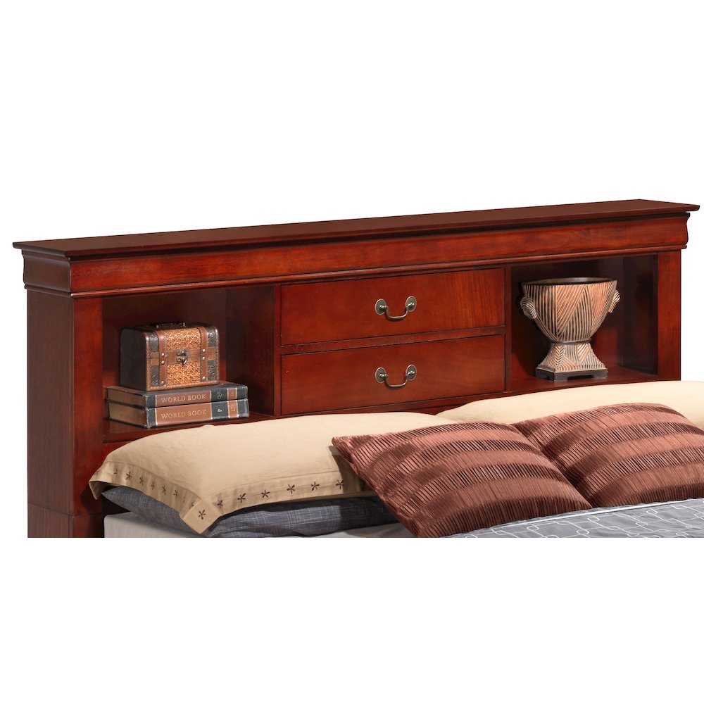 Glory Furniture Louis Phillipe King Storage Bed in Cherry Color. Picture 8