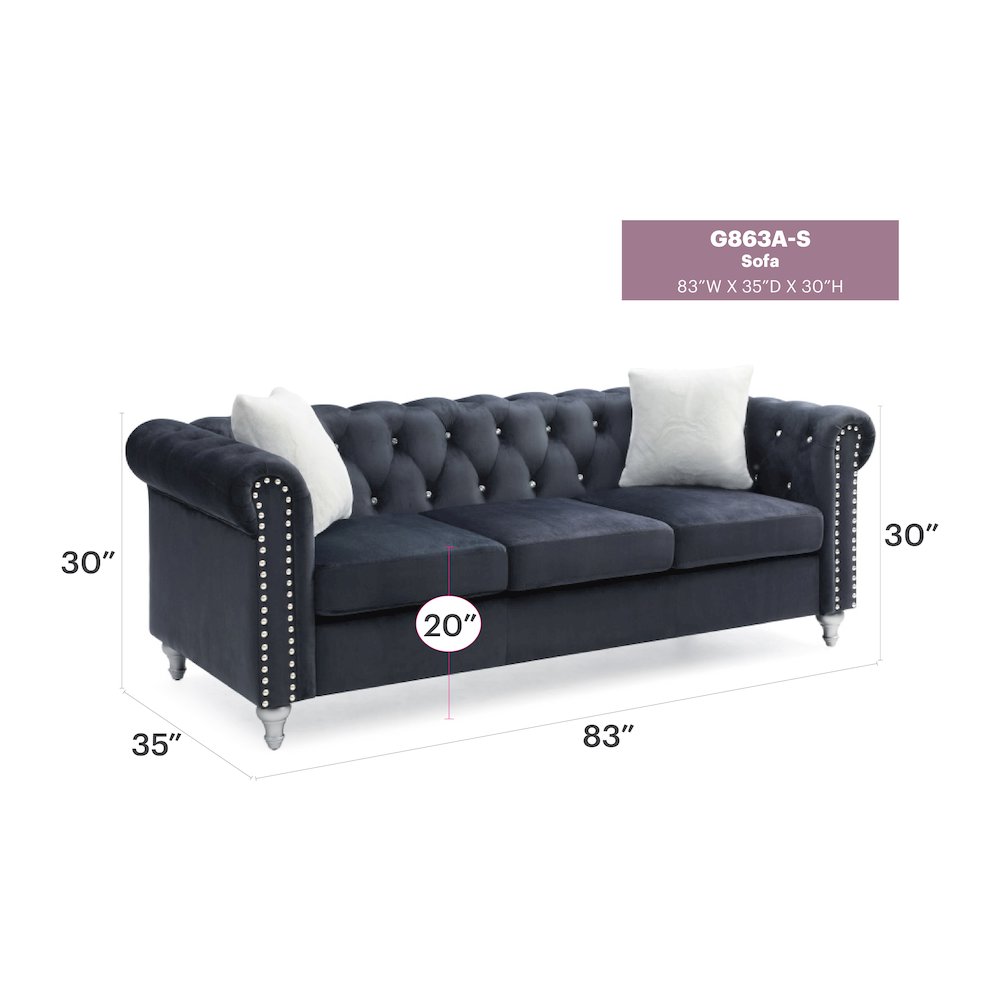 Glory Furniture Raisa Sofa in Black Color. Picture 6