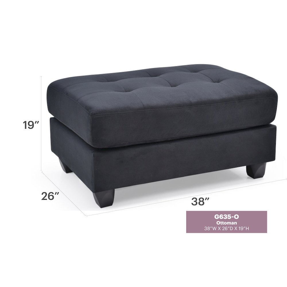 Glory Furniture Malone Ottoman in Black Color. Picture 6