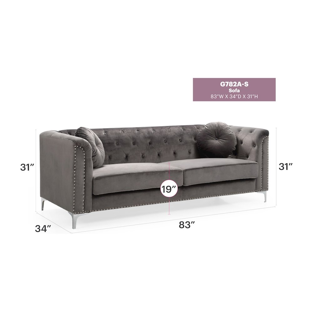 Glory Furniture Pompano Sofa in Dark Gray Color. Picture 7