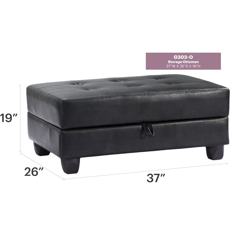 Glory Furniture Revere Ottoman in Black Color. Picture 7