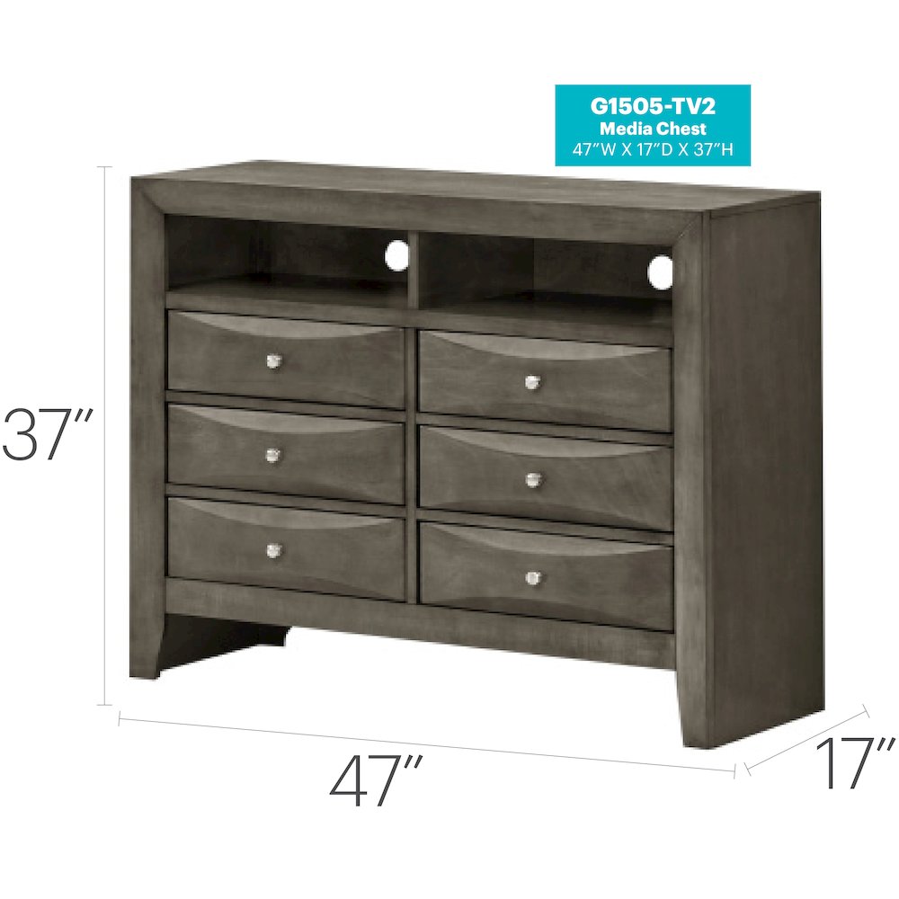 Glory Furniture Marilla Media Chest in Gray Color. Picture 8