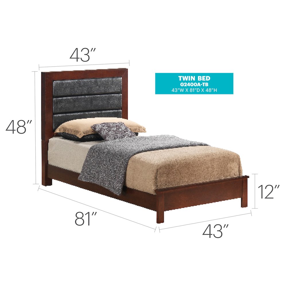 Glory Furniture Burlington Twin Bed in Cherry Color. Picture 7