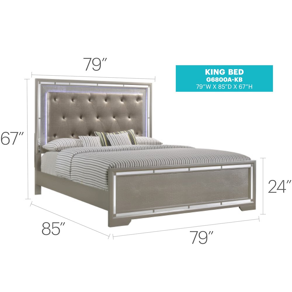 Glory Furniture Alana King Bed in Champagne Color. Picture 7