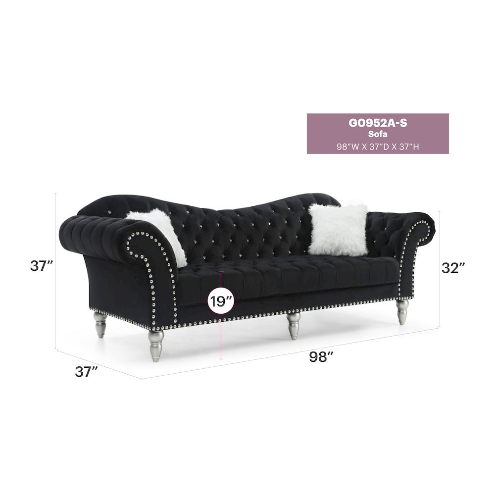 Glory Furniture Wilshire Sofa in Black Color. Picture 6