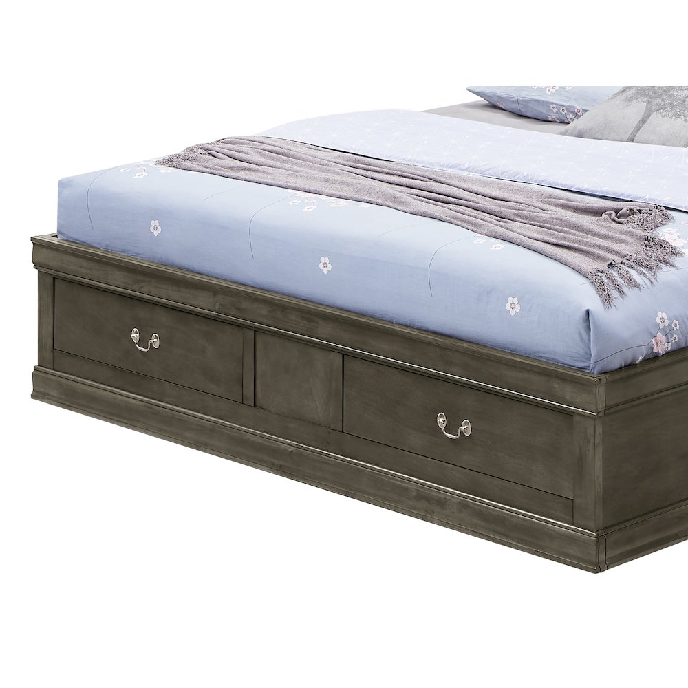 Glory Furniture Louis Phillipe King Storage Bed in Gray Color. Picture 12
