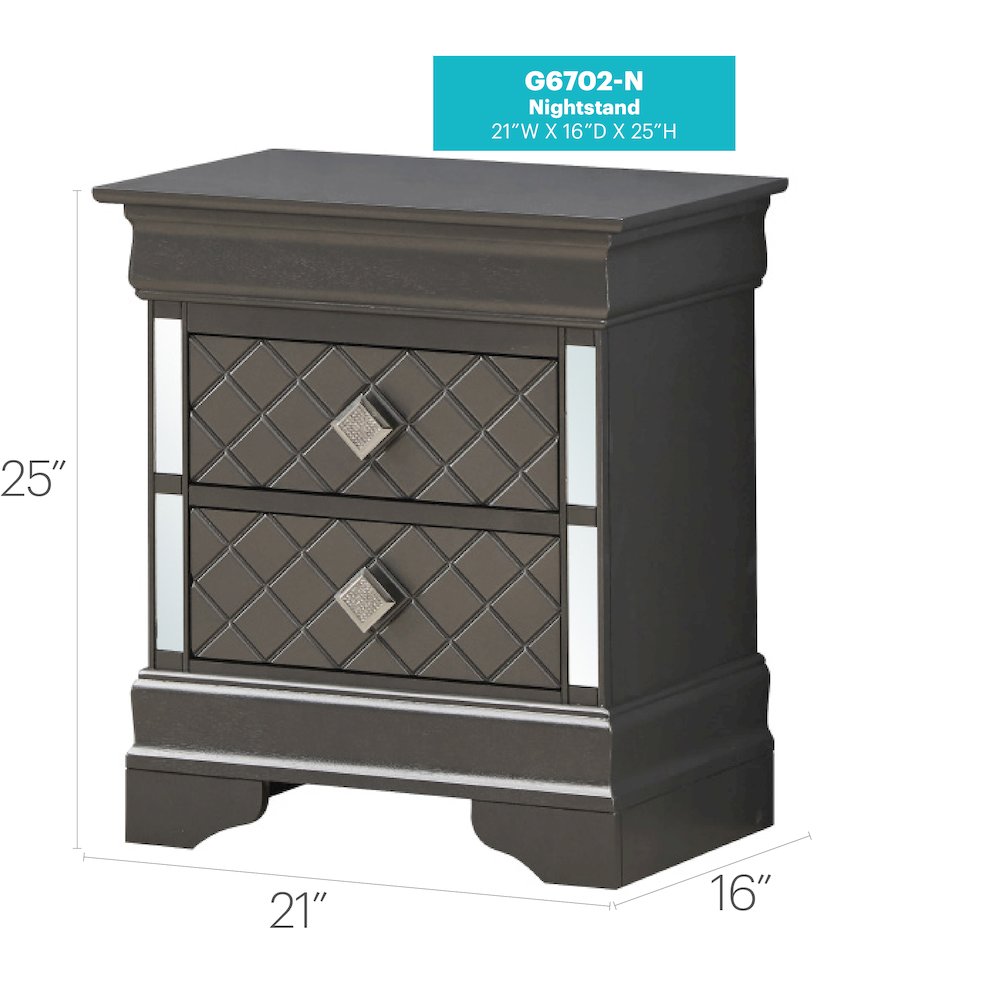 Glory Furniture Verona Nightstand in Metalic Black Color. Picture 9