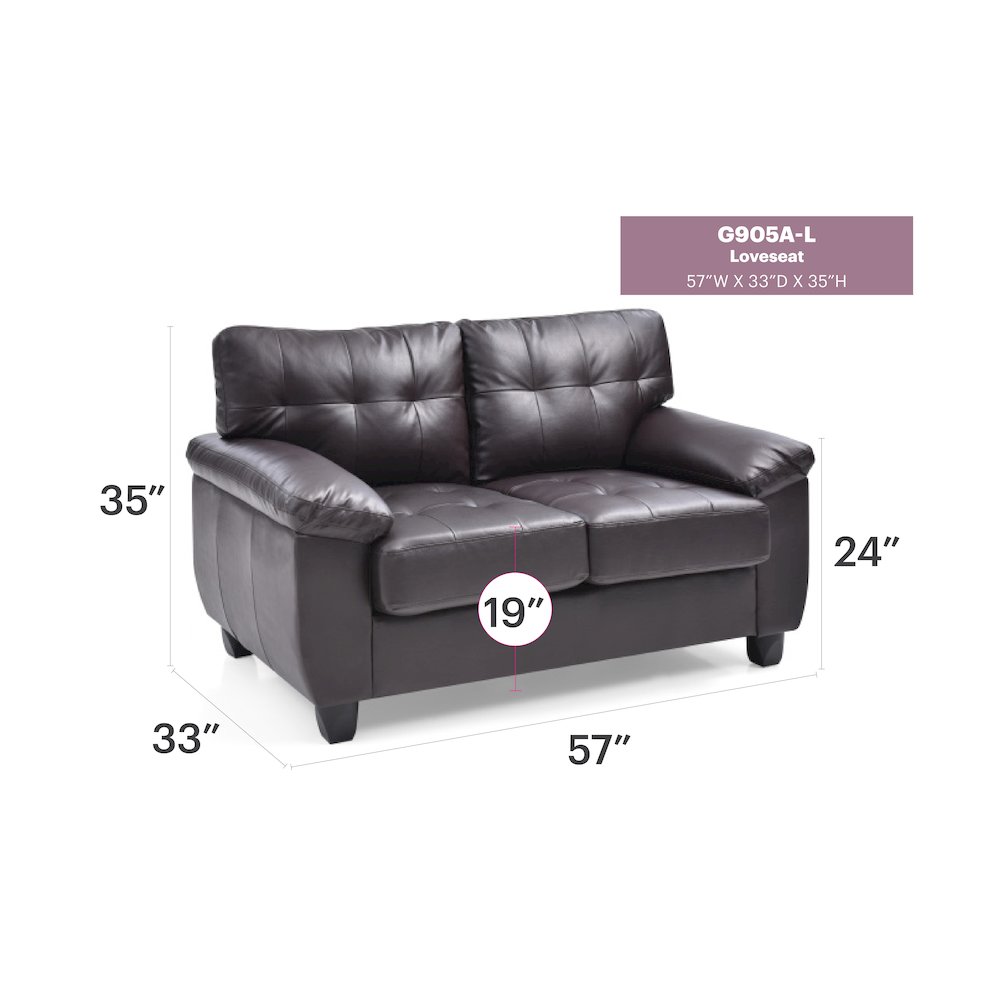 Glory Furniture Gallant Loveseat in Cappuccino Color. Picture 6