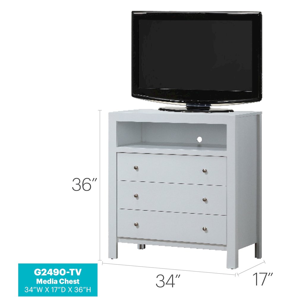 Glory Furniture Burlington Media Chest in White Color. Picture 7