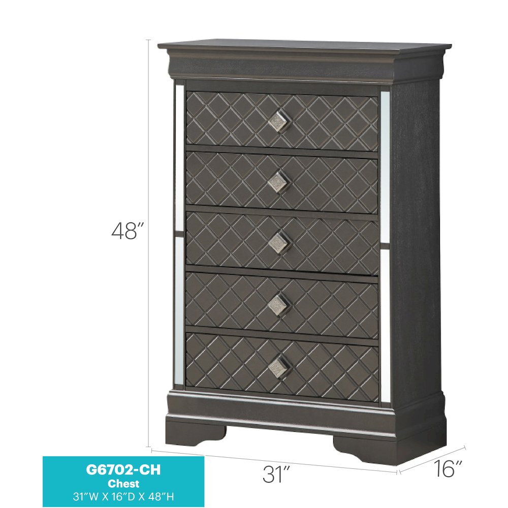 Glory Furniture Verona Chest in Metalic Black Color. Picture 9