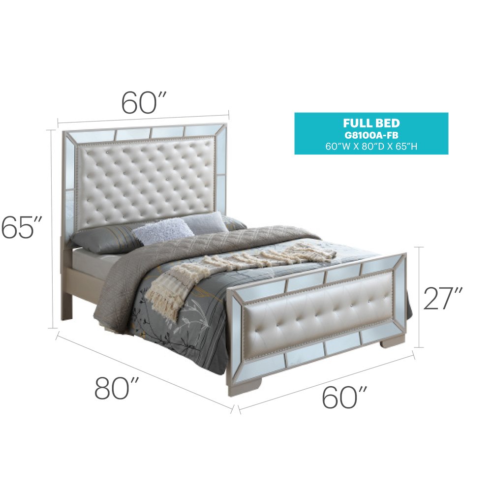 Glory Furniture Hollywood Hills Full Bed in Pearl Color. Picture 3