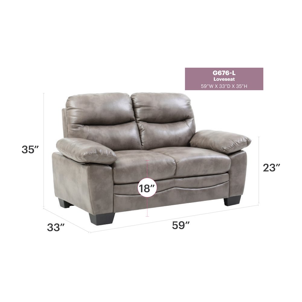 Glory Furniture Marta Loveseat in Gray Color. Picture 7
