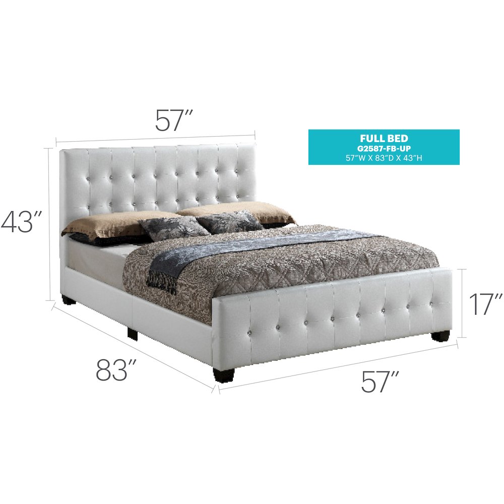 Glory Furniture Diamond Full Bed in White Color. Picture 4
