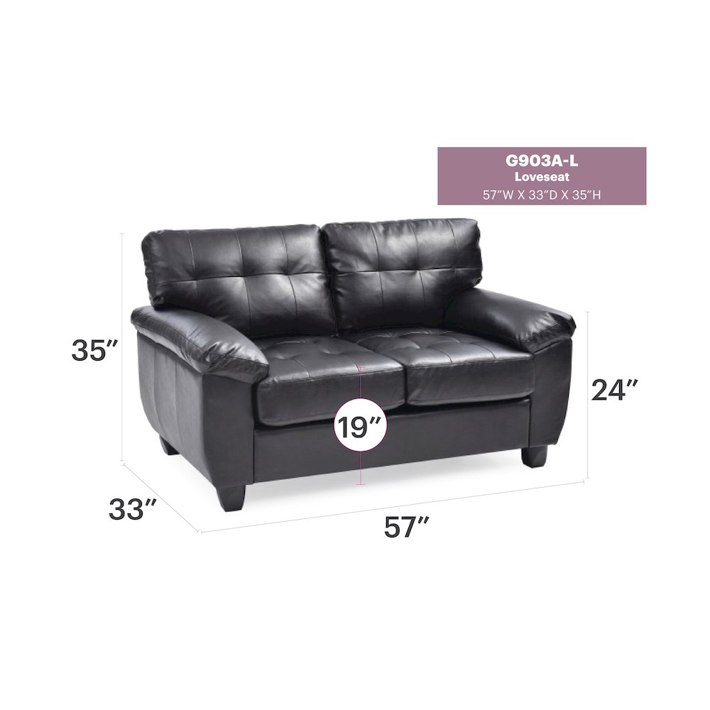 Glory Furniture Gallant Loveseat in Black Color. Picture 6