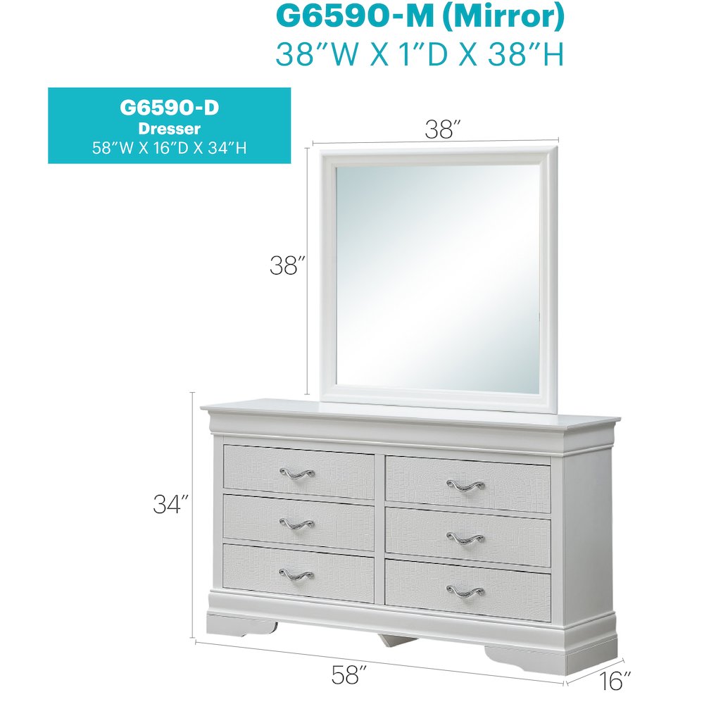 Glory Furniture Lorana Dresser in White Color. Picture 8